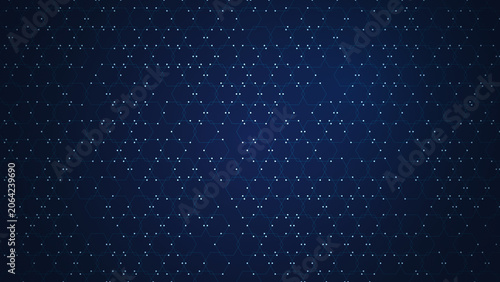 Abstract Digital Background Featuring Connected Hexagonal Network Pattern and Glowing Nodes for Connectivity Concepts