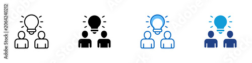 Photos Brainstorm Session Multiple Style Icon Design Vector - People with light bulb re