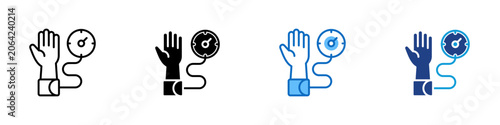 Photos Blood Pressure Multiple Style Icon Design Vector - Arm with pressure gauge repre