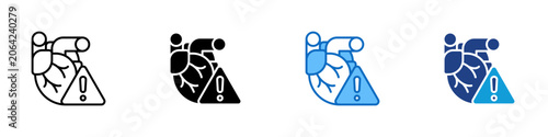 Bild auf Leinwand Heart Risk Multiple Style Icon Design Vector - Heart with warning sign represent