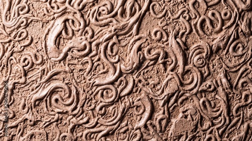 Warm Rose Beige Rustic Decorative Plaster Wall Texture — Organic Curly Relief Pattern, 8K