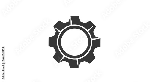 Bold black gear icon for industrial settings and mechanics.