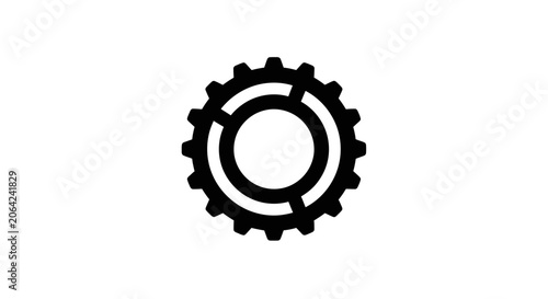 Bold black gear icon for industrial settings.