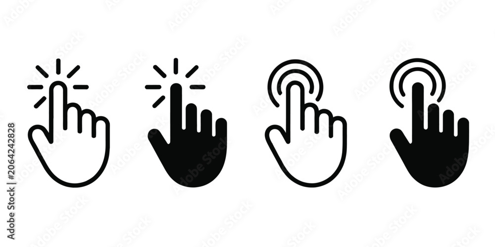 Obraz premium Hand Cursor Click Icon Vector for Mobile Apps, Website Interfaces, User Navigation, and Interactive Elements