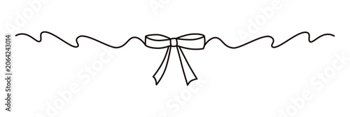 Hand drawn girly coquette bow ribbon banner. Editable stroke line.