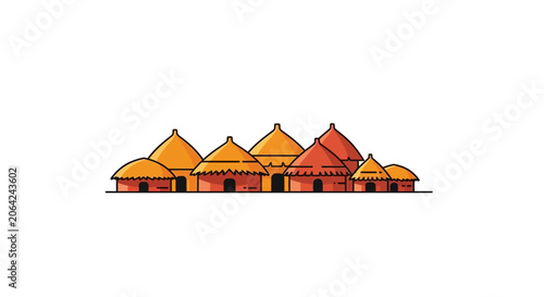 Foto Row of colorful tiled roof houses.
