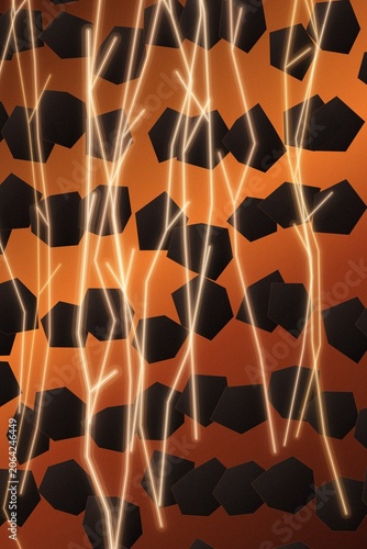 Abstract glowing lines over geometric shapes