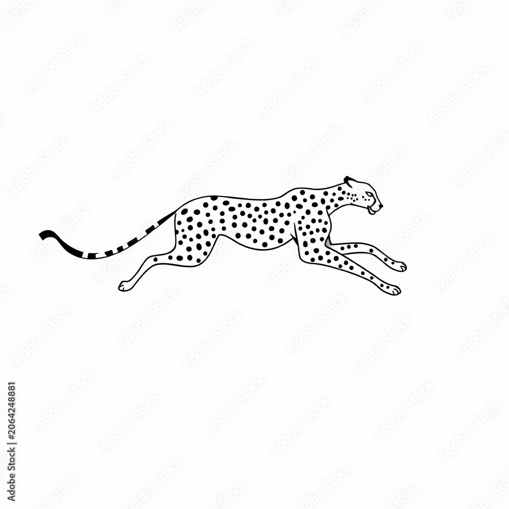 Naklejka premium line speed cheetah zigzagging minimalist sharp white negative space dynamic