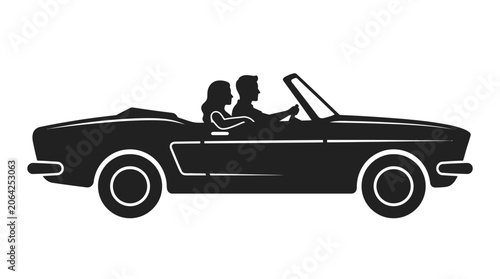 Photography Convertible Car With Couple Silhouette automobile classic