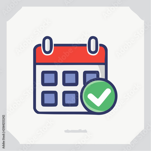 Calendar with Check Mark Icon