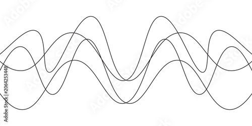 Wave lines vector illustration. Curve wave seamless pattern. Line art striped graphic template.