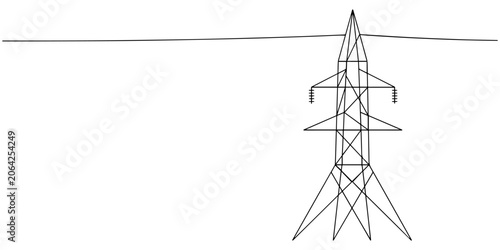 Fotografía power pylon continuous one line drawing, Continuous one line drawing of a power line tower