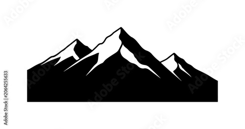 Mountain range silhouette, black mountain icon, landscape vector, peak illustration