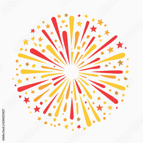 Abstract Firework Burst with Stars and Dots