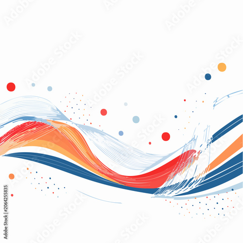 Abstract Wave Pattern with Red, Orange, and Blue Colors