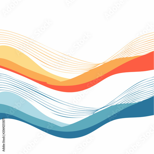 Abstract Wavy Lines Background in Orange and Blue