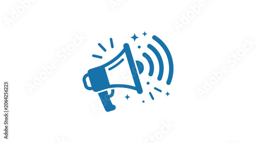 Tableau sur toile Blue Megaphone Loudspeaker Icon Graphic.