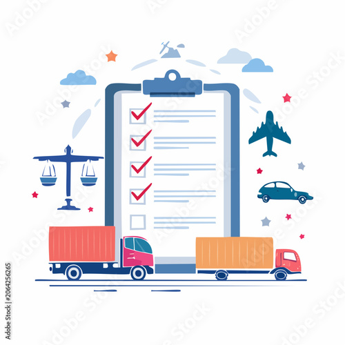 Logistics and Transportation Checklist with Icons