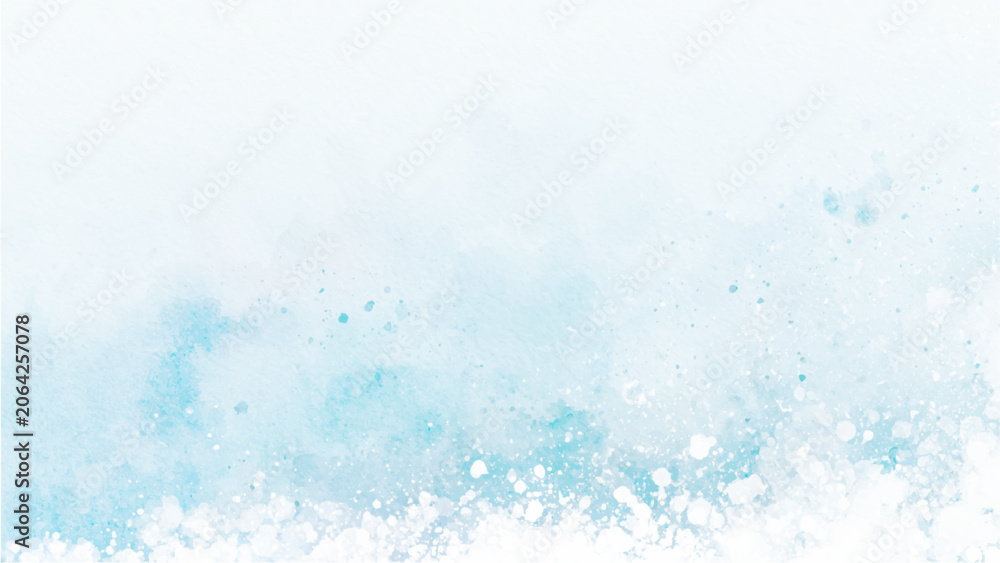Fototapeta premium Bright Sky Blue Watercolor Background with Soft Clouds Abstract Painted Texture and Light Blue Tones for Wallpaper Design.
