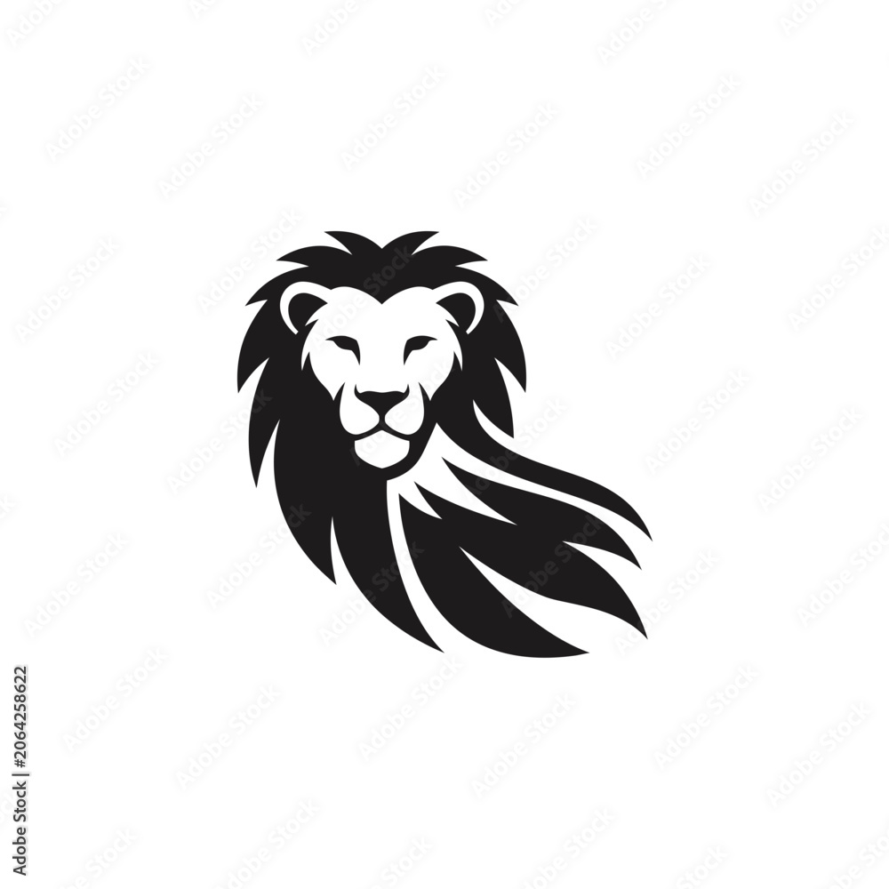 Fototapeta premium Stylized Lion Head Silhouette - Majestic Animal Vector Logo