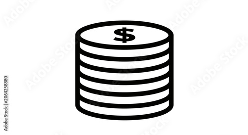 Tableau sur toile Stack of Dollar Coins Money.
