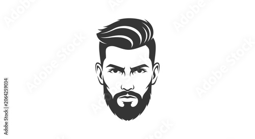 Stylish bearded man head icon with modern haircut