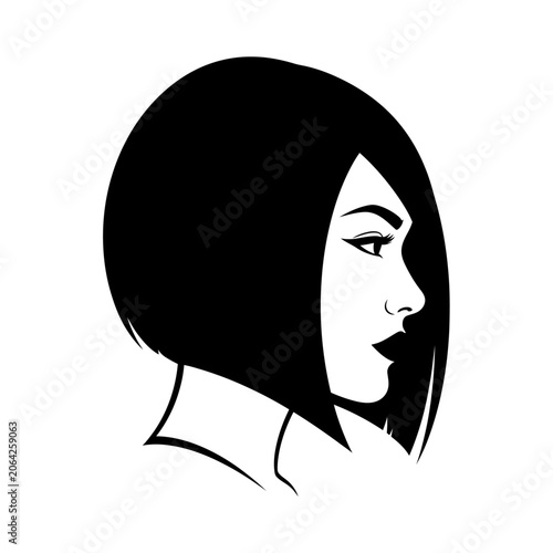 Stylish woman profile with modern bob haircut illustration
