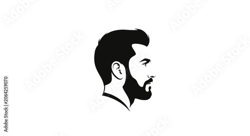 Stylish man's head profile illustration with beard