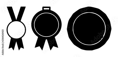 Konstfotografi Medal set with solid black minimalist medal icon on pristine white background fe