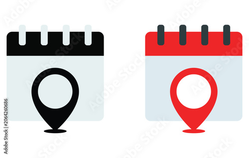 Calendar Location Marker Icons Combining Event Scheduling, Appointment Planning and Geographic Navigation Management Concepts Together
