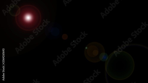 Abstract red lens flare overlay with cinematic light leaks on black background