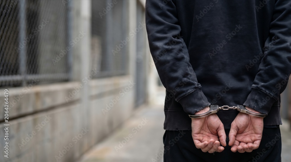 Fototapeta premium Juvenile justice concept with restrained teenager symbolizing youth crime prevention rehabilitation legal intervention and second chances