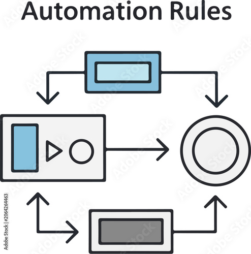 Abstract data flow diagram with arrows and geometric shapes