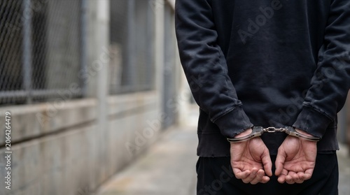 Juvenile justice concept with restrained teenager symbolizing youth crime prevention rehabilitation legal intervention and second chances