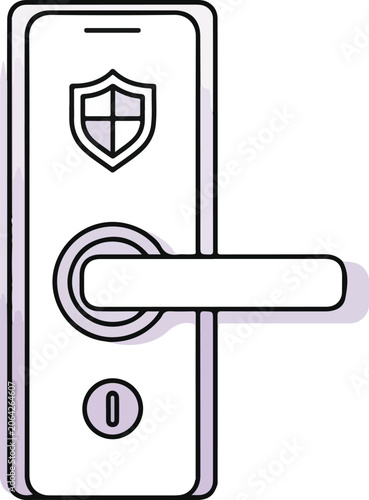 Smartphone security screen with shield icon and line pattern