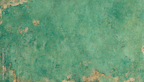 teal green rusty weathered surface with peeling paint texture background