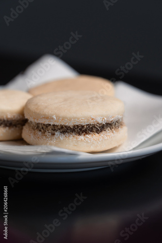Tableau sur toile Close-up view of cornstarch cakes served on a white plate