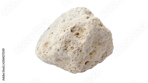 Fotografie Rough white porous pumice stone volcanic rock specimen isolated on transparent b