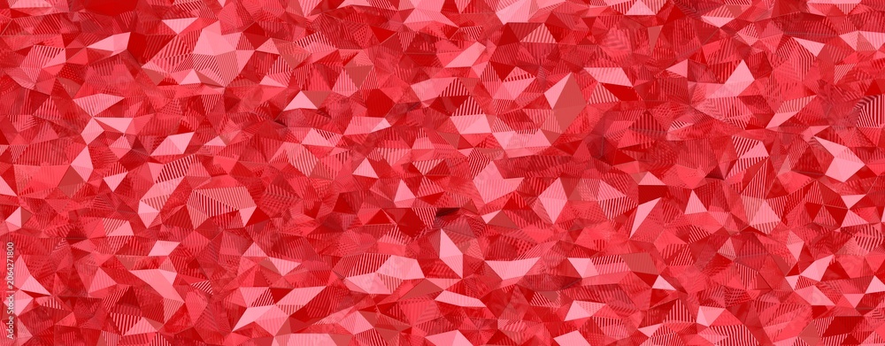 Fototapeta premium Geometric abstract background with red low poly shapes and textured surfaces