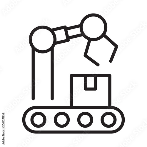 Automated manufacturing industrial robot arm factory line icon
