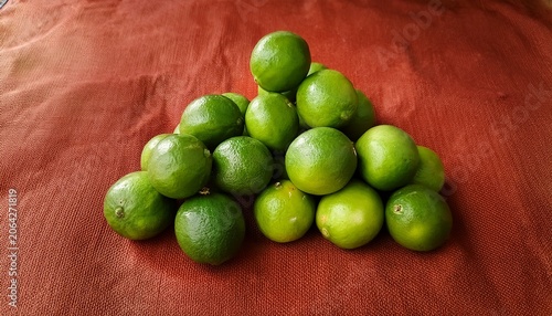 fresh green lime pile in harvest season
