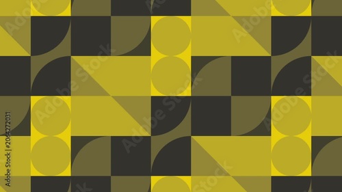 Modern geometric pattern in retro style. Colorful geometric design with moving figures. Motion. Bright moving figures in modern graphic design style. Retro style of geometric patterns of 80s.