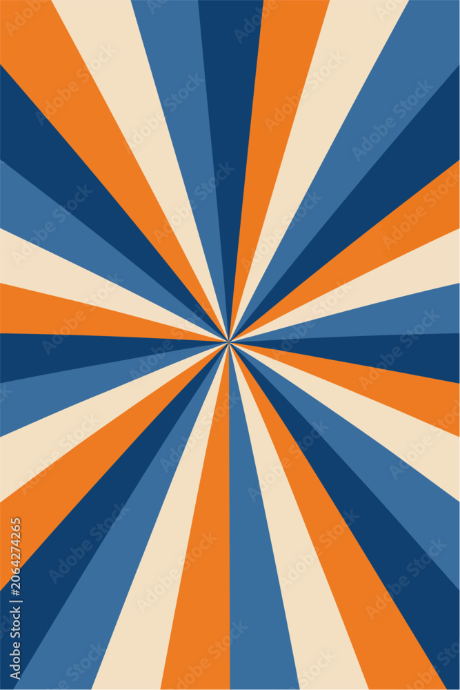 Fototapeta premium Retro Sunburst Background Vector – Colorful Radial Rays Abstract Geometric Design