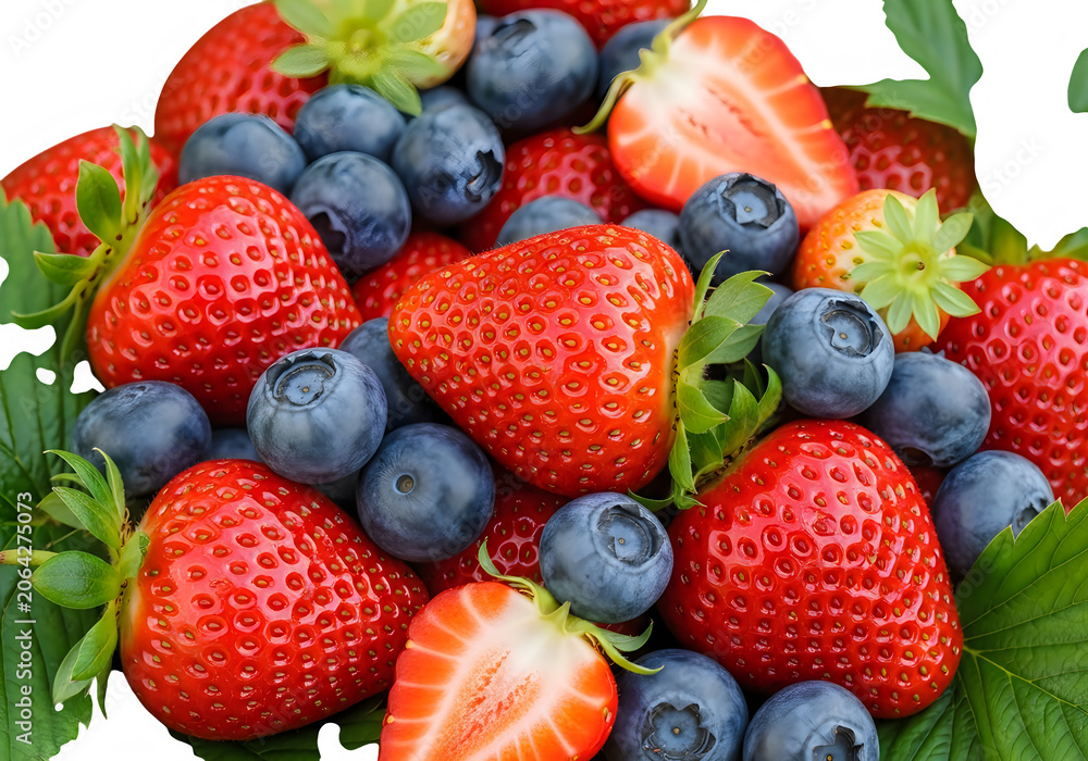 Obraz premium Fresh assorted berries in a natural setting isolated on transparent background