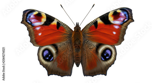 Peacock butterfly colorful wildlife entomology beautiful detailed as clean cutout