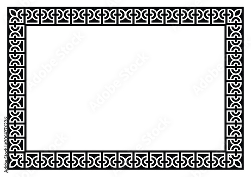 Celtic Chain Scroll Square Border Frame, Interlocking Knot Rectangle Certificate Vector