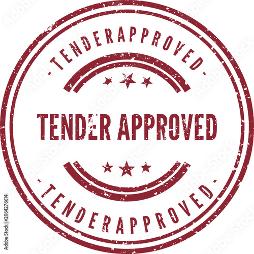 Foto Distressed red circular stamp prominently displaying tender approved message for