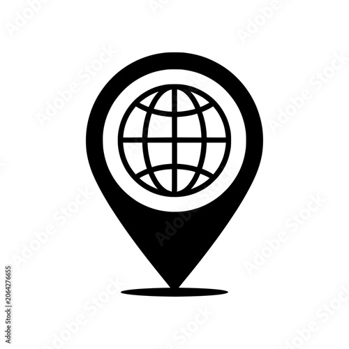 Location pin icon collection featuring globe, house, and smartphone elements representing navigation, GPS tracking, real estate, global positioning, and mobile mapping services. Clean vector design id