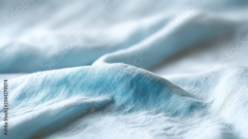 Soft blue fabric texture with terracotta and mineral tones creating aesthetic and calming surface detail