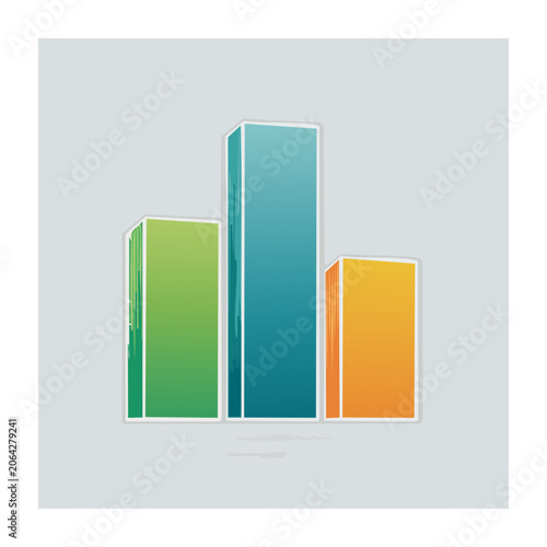 Colorful bar chart illustration on gray background